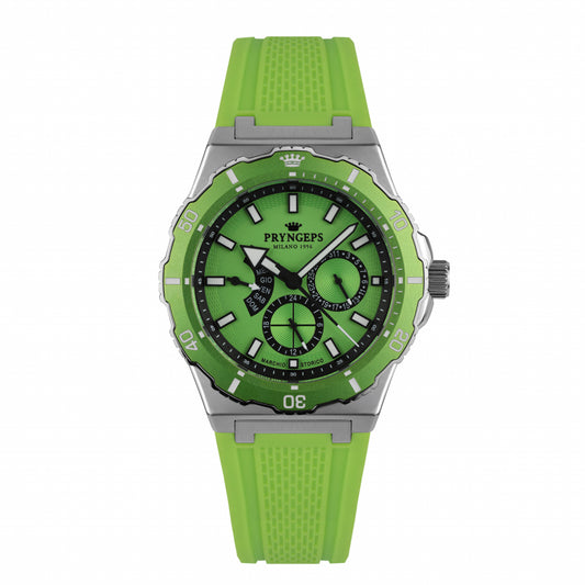 Orologio uomo donna in gomma silicone verde modello JAMAICA PRYNGEPS marchio storico