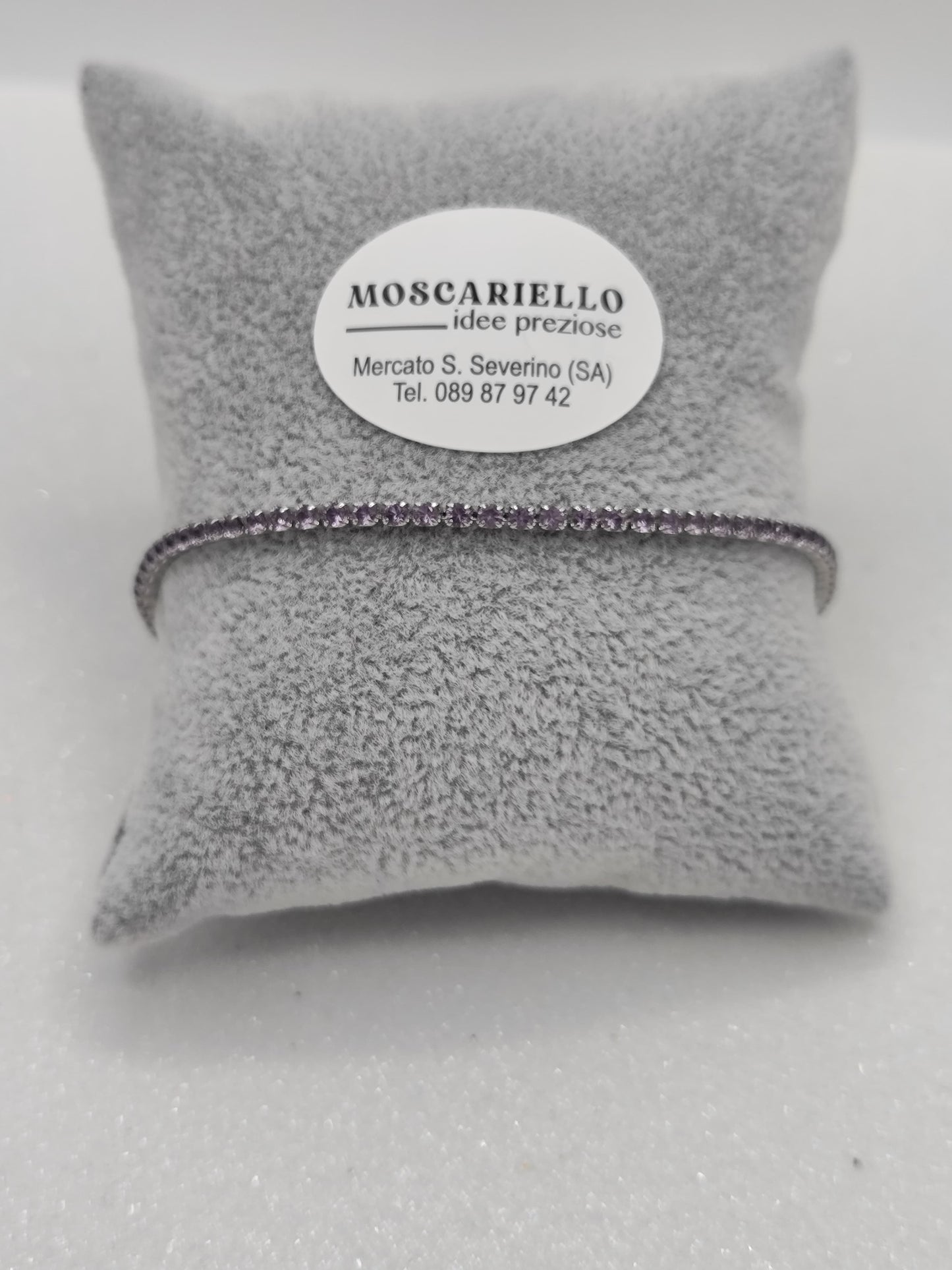 Bracciale tennis lilla uomo donna in acciaio anallergico regolabile