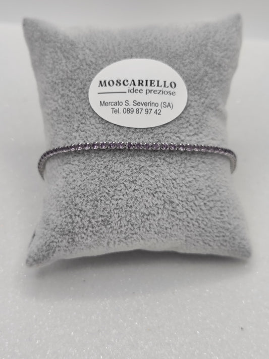 Bracciale tennis lilla uomo donna in acciaio anallergico regolabile