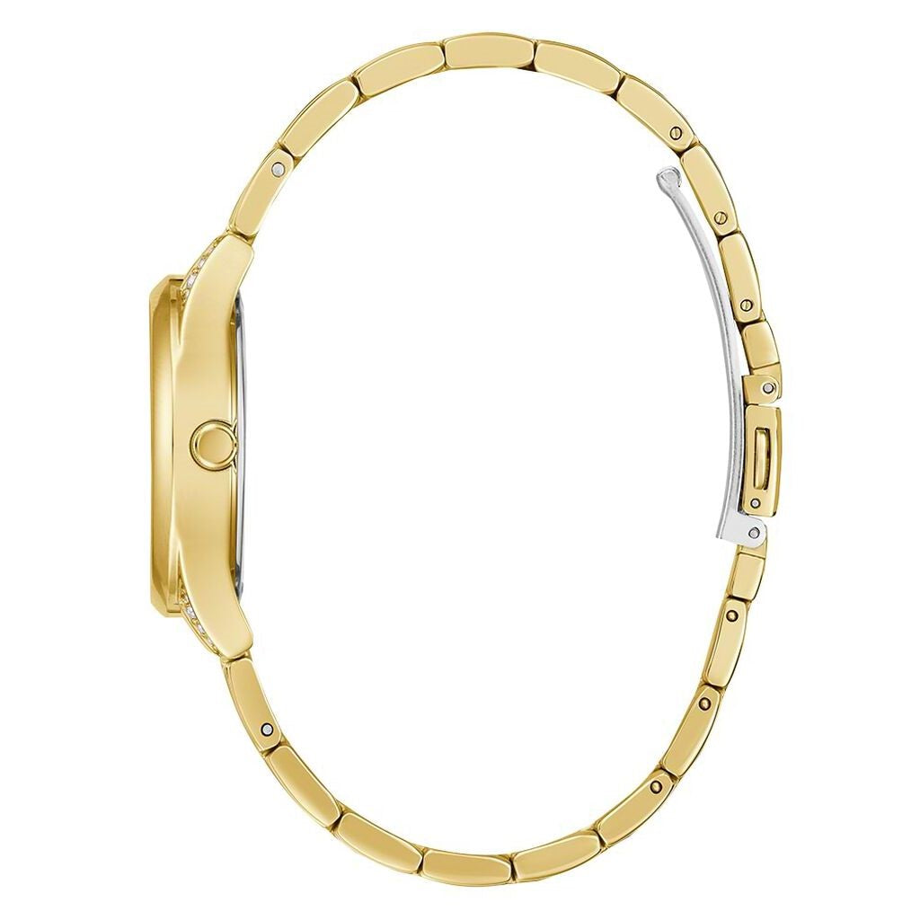 Orologio donna in acciaio dorato Guess con pietre luminose con giorno e datario