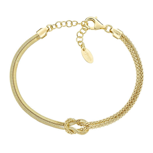 Bracciale uomo donna NODO D'AMORE intrecciato in argento dorato 925 AMEN GIOIELLI 18cm+3cm