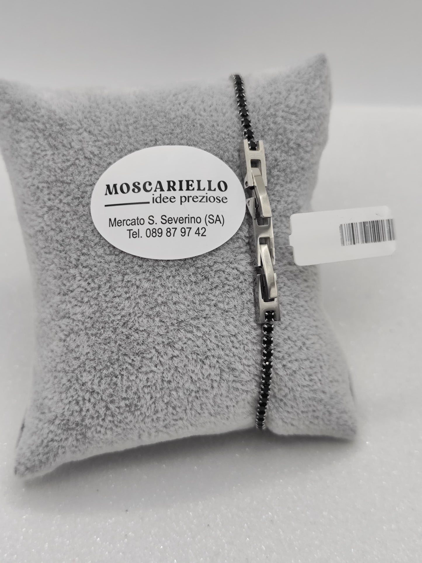 Bracciale tennis nero uomo donna in acciaio anallergico regolabile