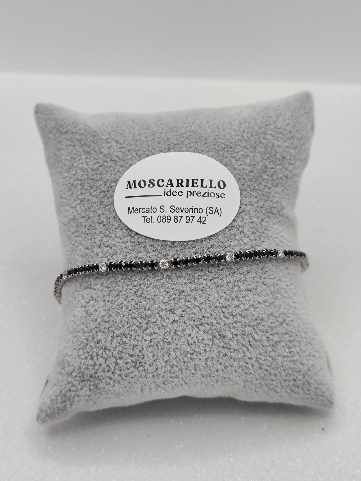 Bracciale tennis nero bianco uomo donna in acciaio anallergico regolabile