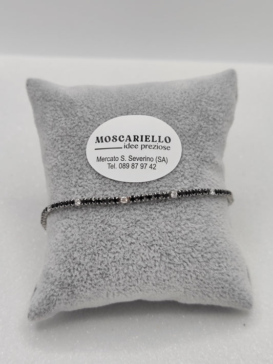 Bracciale tennis nero bianco uomo donna in acciaio anallergico regolabile