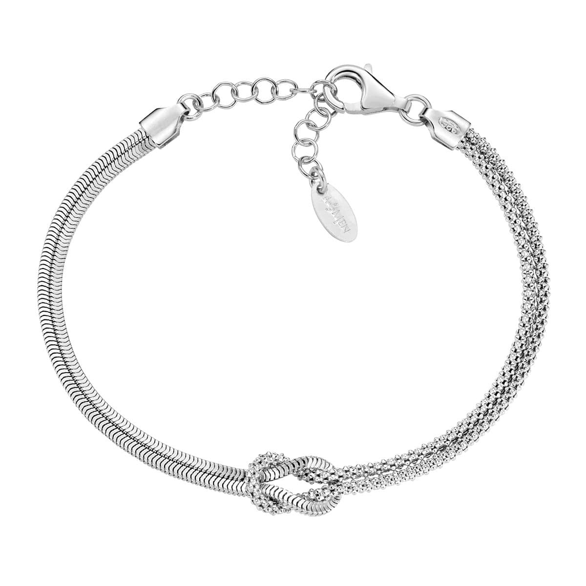 Bracciale uomo donna NODO D'AMORE intrecciato in argento 925 AMEN GIOIELLI 18cm+3cm