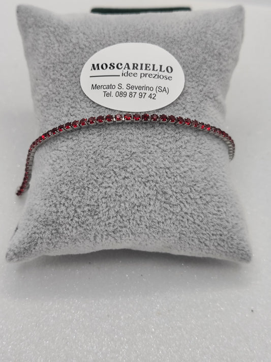 Bracciale tennis rosso uomo donna in acciaio anallergico regolabile
