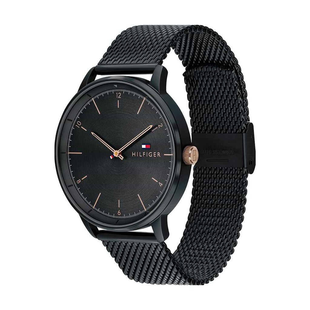 Orologio uomo Tommy Hilfiger nero in acciaio maglia milano sottile fino a 30 metri in acqua (Copia)