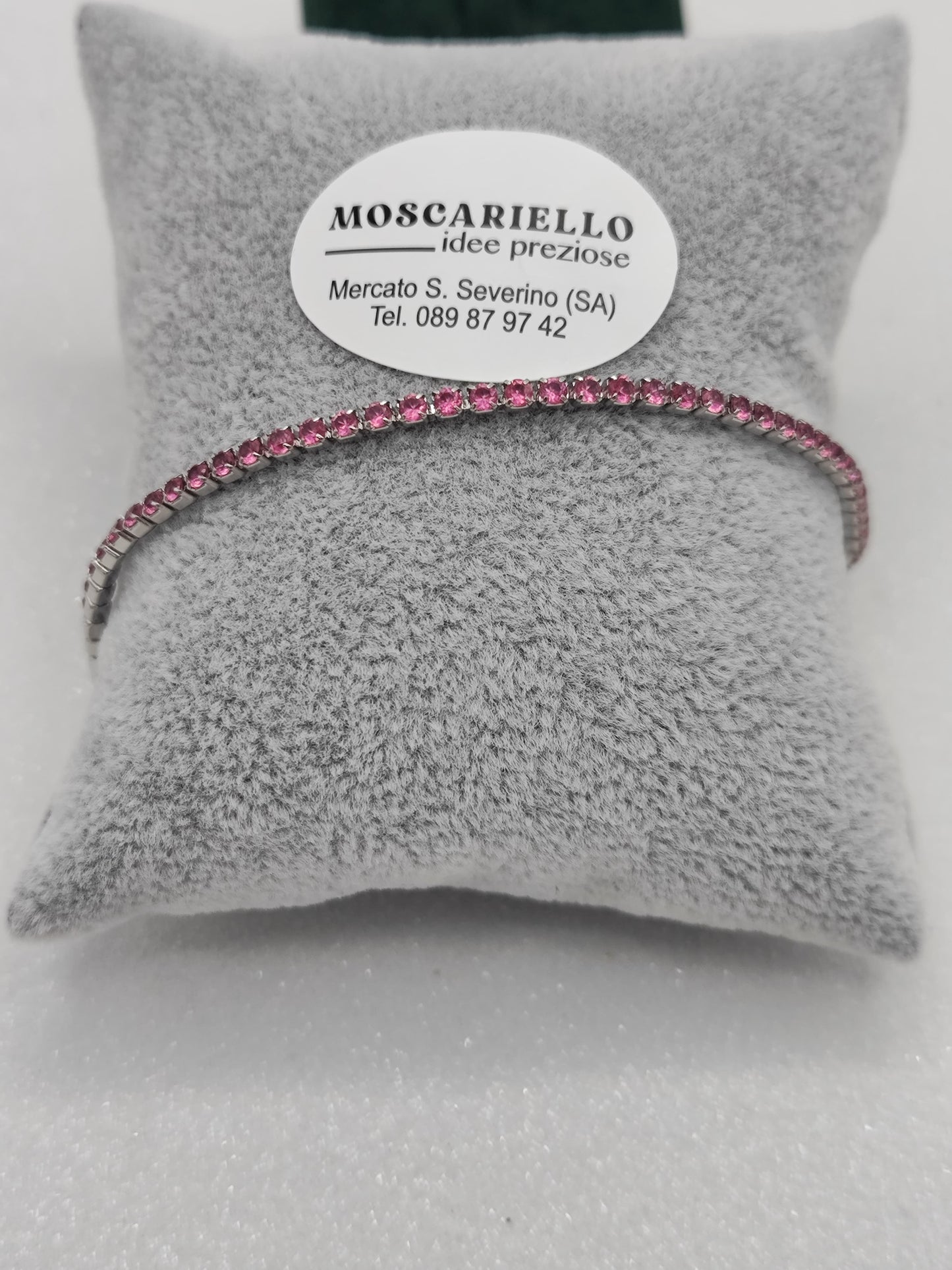 Bracciale tennis rosa uomo donna in acciaio anallergico regolabile