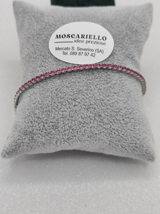 Bracciale tennis rosa uomo donna in acciaio anallergico regolabile