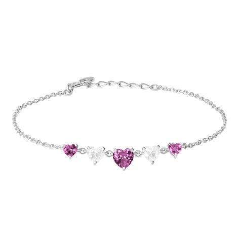 Bracciale STROILI con cuore di pietra bianca e rosa fucsia in argento 925 anallergico