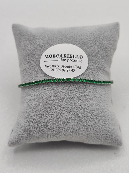 Bracciale tennis verde uomo donna in acciaio anallergico regolabile